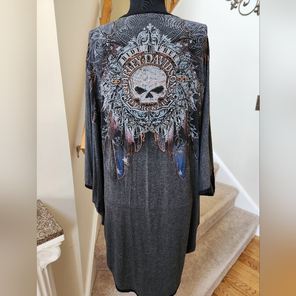 Harley-Davidson Womens  Gray Rhinestone Tunic Size S/M